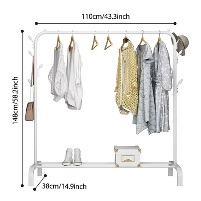 Homemart Clothes Rack, Garment Rack with Bottom Shelf for Hanging Clothes, Coats, Skirts, Shirts, Sweaters, White