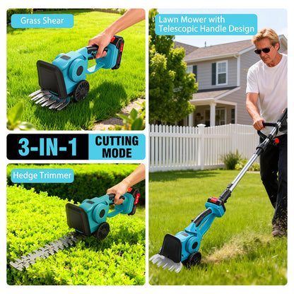 Baokaler 24V Cordless Hedge Trimmer, Hedge Trimmer with Telescopic pole, 3-in-1 Grass Shears, Shrubbery Trimmer & Electric Grass Trimmer, 2 Battery and Charger Included