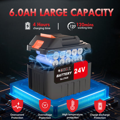 BAOKALER Cordless Pressure Washer with Brushless Motor, 870PSI Portable Power Washer with 24V 6AH Battery, 6 in 1 Nozzle and Digital Display, Black