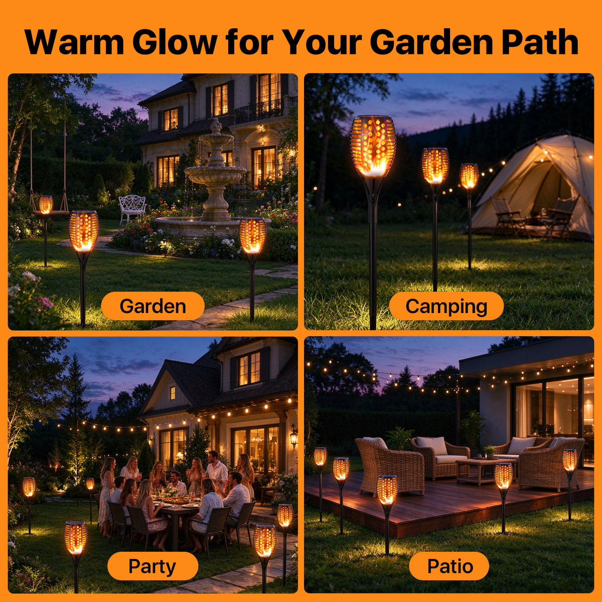 43" Solar Outdoor Lights, 96 LED, Higher & Larger Flickering Flame Solar Torch Lights Waterproof Outdoor Pathway Lights for Garden Patio Yard 2 Pack