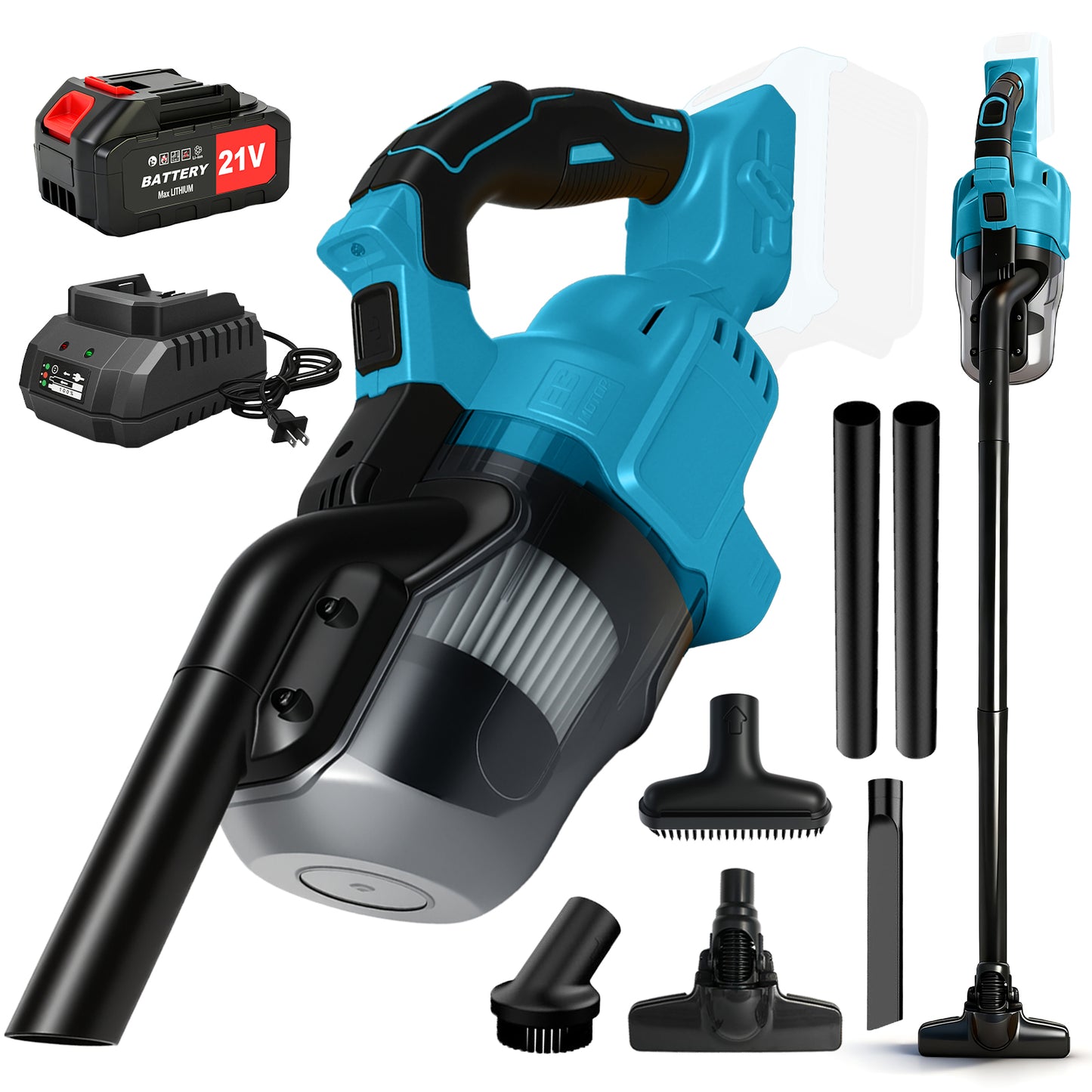Cordless Handheld Vacuum for Makita Battery, 5-in-1 Car Vacuum Cleaner with 4.0Ah Battery and Charger for Floor Carpet, Blue