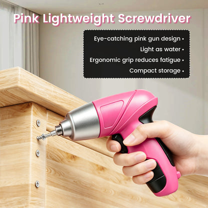 Cordless Power Screwdriver, 47-in-1 Electric Screwdriver Rechargeable Set, Rechargeable 3.7V Cordless Screwdriver with 30 Driver Bits, Power Tool for Office & Home Use, Pink