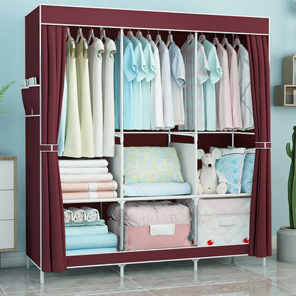 Portable Closet Storage for Home Bedroom, Non-woven Fabric Wardrobe Closet and Organizers and Storage, Dustproof Clothes Rack Shelf, Red