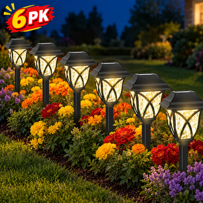 Catgood Solar Lights Outdoor Pathway, 6 Pack Solar Garden Stake Lights for Yard Patio Walkway Planter Pool, LED Waterproof, Cool White