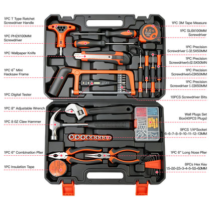 CATGOOD 105 Piece Tool Set, Household Tool Kit with Essential Hand Tools, Auto Repair Tool Set