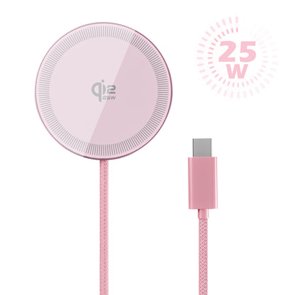 Magnetic Wireless Charger, Slim Pink Charging Mat, 25W Fast Charging Pad Compatible for iPhone 17/16/15/14/13/12, AirPods