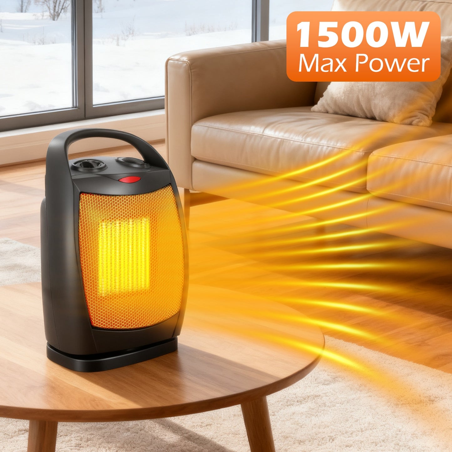1500W Electric Fireplace Heater, Adjustable Space Heater with Realistic 3D Flame Effect, 3-Sided View, Overheat Protection, Ideal for Home, Bedroom, and Office