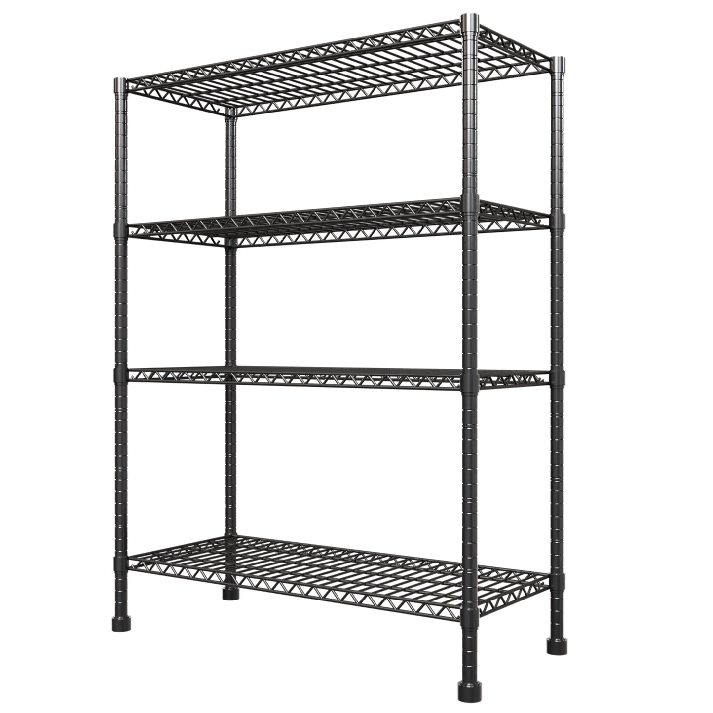 Storage Shelves, 4 Tier 43.3"×17.7"×63" Metal Shelves for Kitchen, Adjustable Heavy Duty Steel Wire Rack Storage Shelving Organizer, Black
