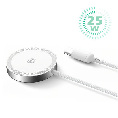 Wireless Charger, 25W Portable Charger Compatible with iPhone 17 16 15 14 13 12 Series, Magnetic Charging Pad Compatibe with AirPods 4 3 2 Pro, Phone Charger for Home Office Travel, White