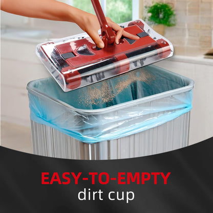 CATGOOD Compact Lightweight Manual Cordless Cleaning Floors Sweeper, 46", Red