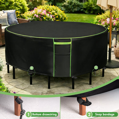 Round Patio Furniture Covers, 84" Dia Outdoor Furniture Covers, Waterproof Outdoor Table Cover, Fire Pit Cover, 420D Cover for Outdoor Furniture Set, Black