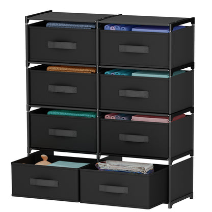 BAOKALER Double Row Non-Woven Fabric Dresser with 4 Drawers, Clothes Drawer Dresser for Bedroom, Hallway, Entryway, Closets, Sturdy Steel Frame, Wood Top, Black