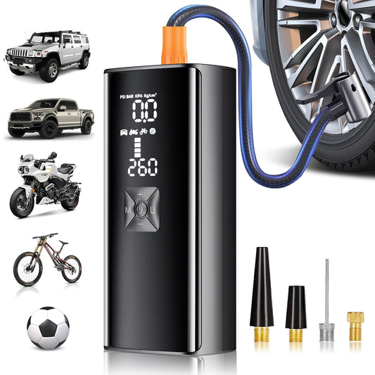Tire Inflator Portable Air Compressor Air Pump, 6000mAh Cordless Electric for Car, Motorcycle, Bike, Ball, with Tire Gauge Pressure