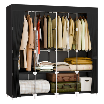BAOKALER 67-Inch Wide Portable Closet Organizers and Storage with 4 Hanging Rods & 8 Shelves, Multi-Functional Wardrobe Clothes Storage for Bedroom, Living Room, Closet, Garage, Dorm, Black