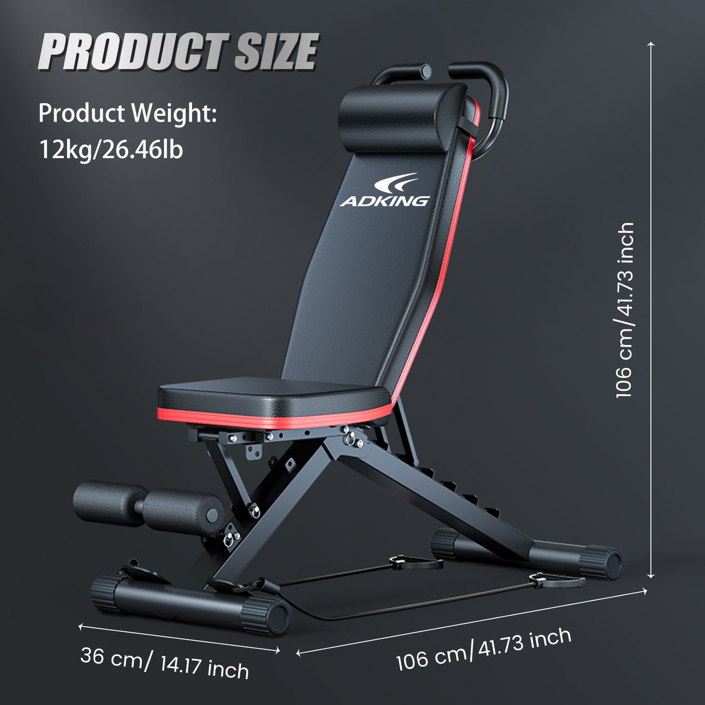 BAOKALER Weight Bench with U Shape Handle for Full Body Workout, Adjustable Workout Bench with Resistance Bands, Multi-Function Strength Training Bench Press Exercise Equipment for Home Gym, 1000 lbs
