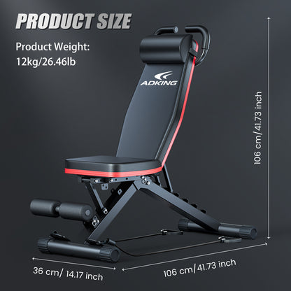 BAOKALER Weight Bench with U Shape Handle for Full Body Workout, Adjustable Workout Bench with Resistance Bands, Multi-Function Strength Training Bench Press Exercise Equipment for Home Gym, 1000 lbs