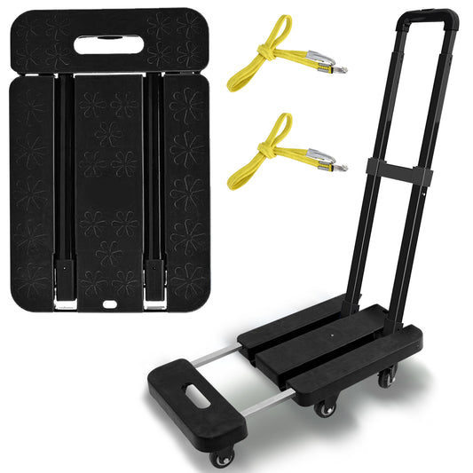 Folding Hand Truck, 500 lbs Capacity Heavy Duty Dolly Cart Foldable Platform, Black