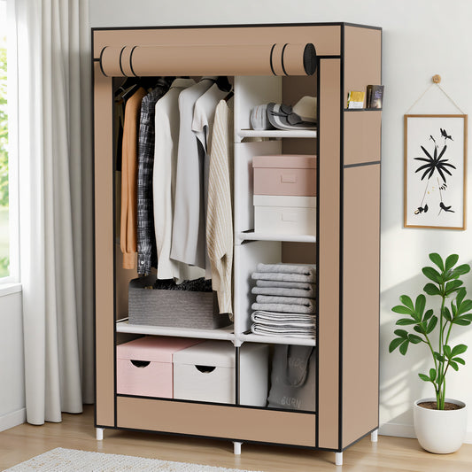 BAOKALER Closet Organizers and Storage, Hanging Closet Organization, Non-Woven Fabric Clothing Storage for Home Bedroom Living Room, Coffee