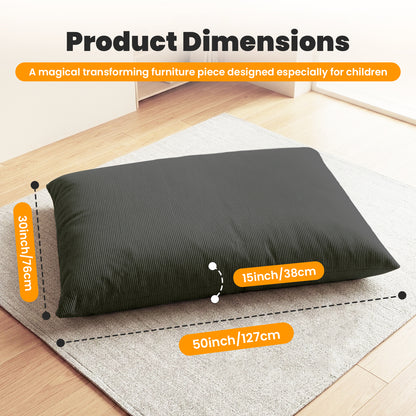 CATGOOD 3-in-1 Bean Bag Chair for Kids Adults, Convertible kids chair with Skin Friendly Fabric for Living Room, Bedroom, Gray