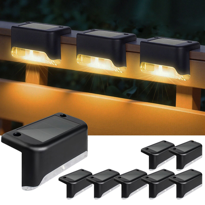 8 Pack Solar Deck Lights Outdoor, Solar Step Lights Waterproof LED Solar Lights for Outdoor Stairs Step Fence Yard Patio Pathway Christmas Decoration Lights(Black-Warm White)