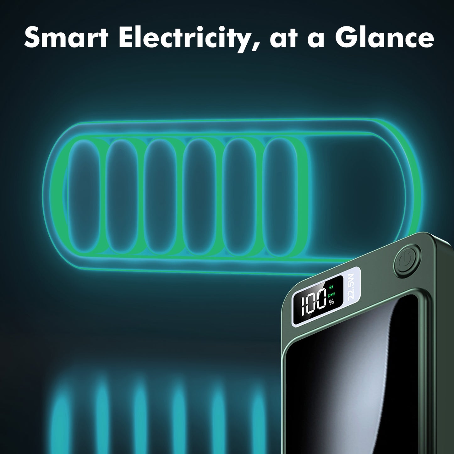 10,000mAh Power Bank with LED Power Display, 22.5W Portable Charger 2-in-1 Wireless, Magnetic Portable Power Bank Fast Charging, Suitable for Outdoor Travel Backup Small Phone Charger, Green
