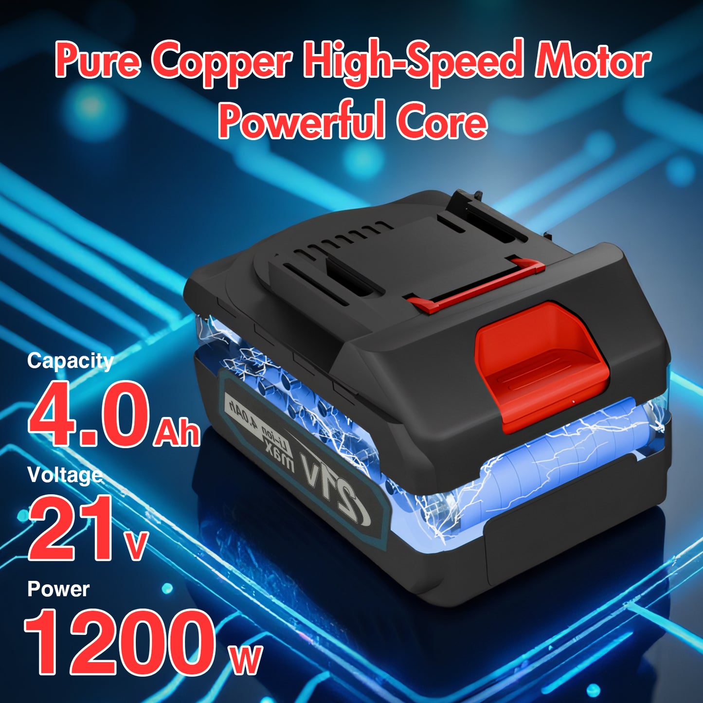21V Electric Cordless Leaf Blower,1200W,130000RPM Handheld Leaf Blower 2*4.0Ah Batteries and Charger Included for Patio Cleaning,Lawn Care,Blowing Leaves and Dust,Red