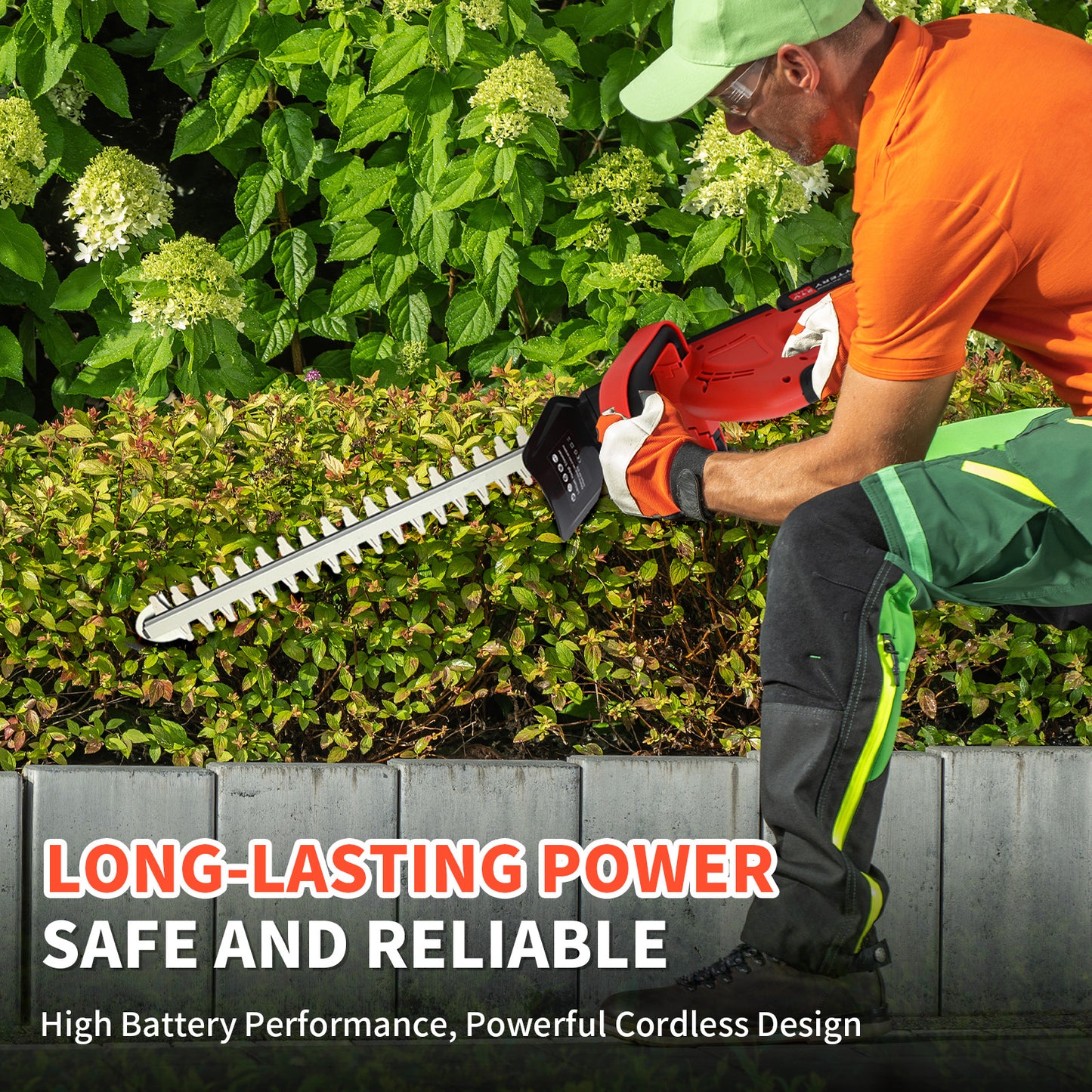 20 inch Cordless Hedge Trimmer, Electric Hedge Trimmer with 21V 3.0Ah Battery and Charger for Shrub and Bush Cutting and Trimming