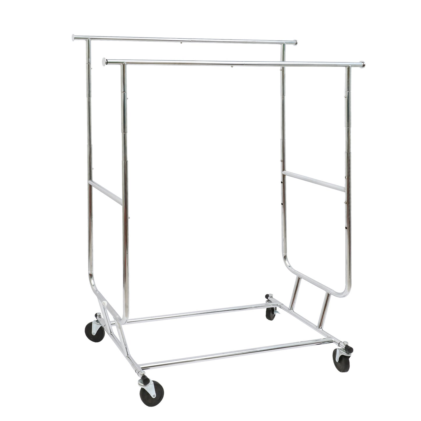 250lbs Commercial Grade Heavy Duty Garment Rack with Shelves Adjustable Clothing Racks on Wheels Rolling Clothes Rack for Hanging Clothes Portable Chrome Finish