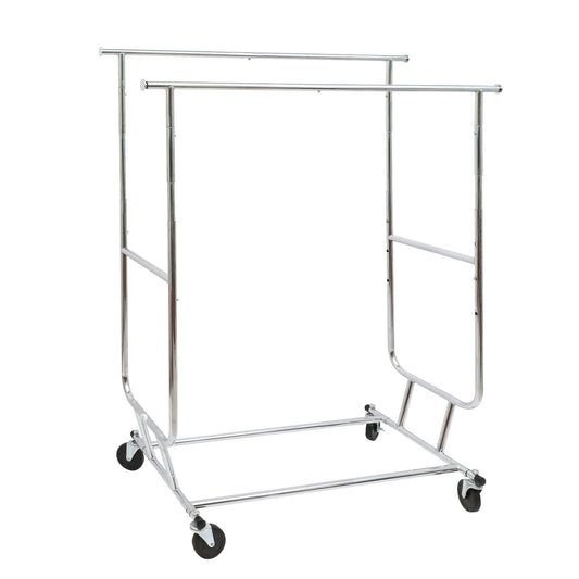 250lbs Commercial Grade Heavy Duty Garment Rack with Shelves Adjustable Clothing Racks on Wheels Rolling Clothes Rack for Hanging Clothes Portable Chrome Finish