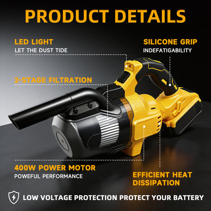 Cordless Handheld Vacuum for Makita Battery, 5-in-1 Car Vacuum Cleaner with 2×4.0Ah Batteries and Charger for Floor Carpet, Yellow