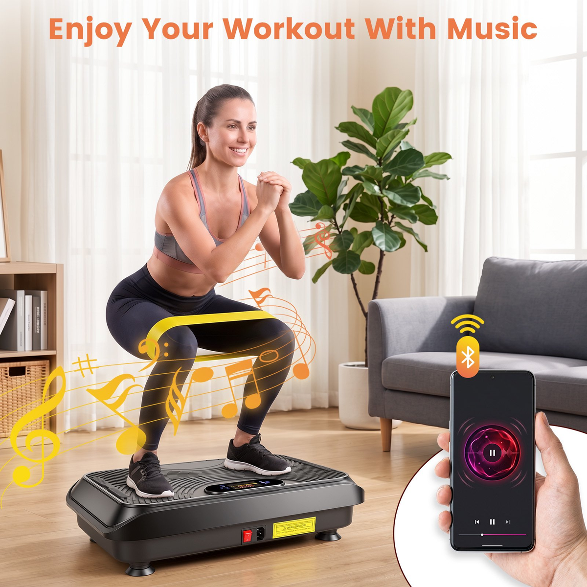 BAOKALER Whole Body Vibration Plate Exercise Machine, Vibration Platform 200 Speed Levels & 10 Preset Programs, Bluetooth Speaker, Resistance Bands & Remote, for Weight Loss & Toning