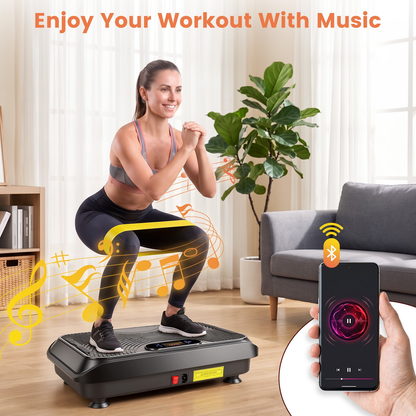BAOKALER Whole Body Vibration Plate Exercise Machine, Vibration Platform 200 Speed Levels & 10 Preset Programs, Bluetooth Speaker, Resistance Bands & Remote, for Weight Loss & Toning
