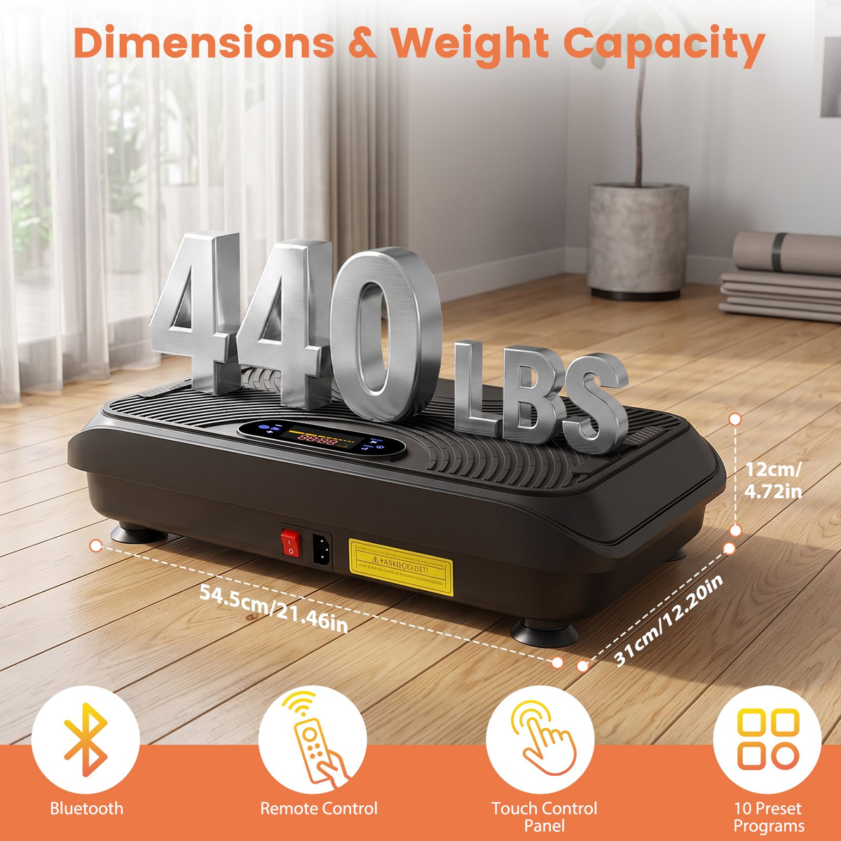 BAOKALER Whole Body Vibration Plate Exercise Machine, Vibration Platform 200 Speed Levels & 10 Preset Programs, Bluetooth Speaker, Resistance Bands & Remote, for Weight Loss & Toning