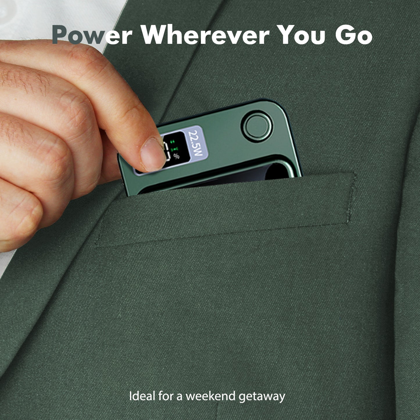 10,000mAh Power Bank with LED Power Display, 22.5W Portable Charger 2-in-1 Wireless, Magnetic Portable Power Bank Fast Charging, Suitable for Outdoor Travel Backup Small Phone Charger, Green