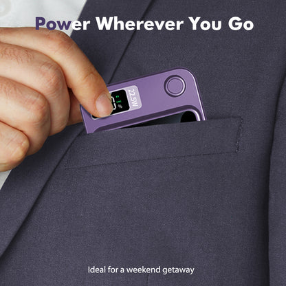 2 in 1 Portable Magnetic Wireless Power Bank, 10000mAh 22.5W Fast Charging, with LED Power Display, Suitable for Outdoor Emergency Backup Power Bank, Compatible with Multi Device, Purple