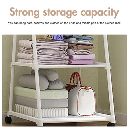Triangle Garment Rack, Rolling Garment Rack, 2-Tier Clothes Rack, Portable Clothing Rack for Hanging Clothes on Wheels, White