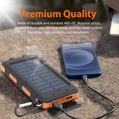 3PK Solar Power Bank, Portable Charger, 20000mAh Solar Charger with LED Flashlight, IP65 Waterproof External Backup Battery Pack Perfect for Camping, Outdoor Activities