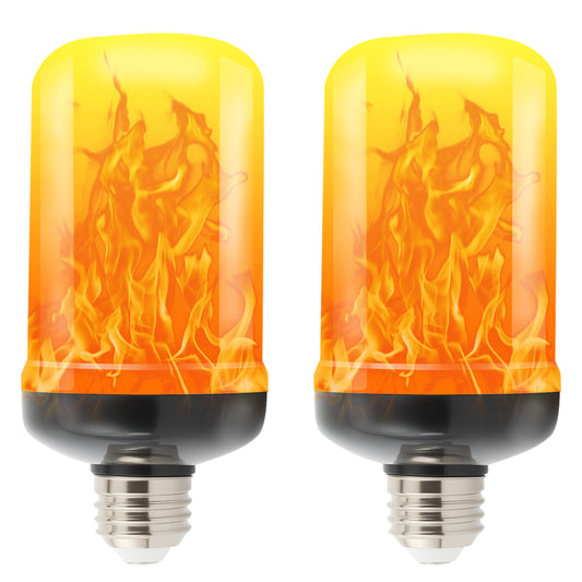 TopZoo LED Flame Light Bulbs 2PCS, Flickering Light Bulbs Upgraded 4 Modes, E26 Base Light Bulbs with Upside Down Effect for Daily, Garden Decor, Halloween, Party, Patio, Indoor, Outdoor Decor