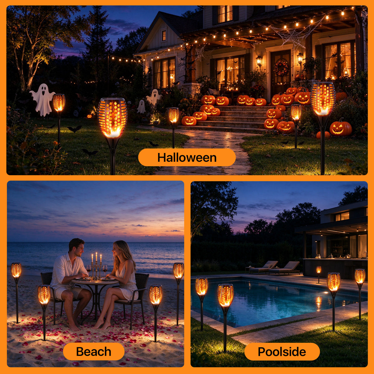 43" Solar Outdoor Lights, 96 LED, Higher & Larger Flickering Flame Solar Torch Lights Waterproof Outdoor Pathway Lights for Garden Patio Yard 2 Pack