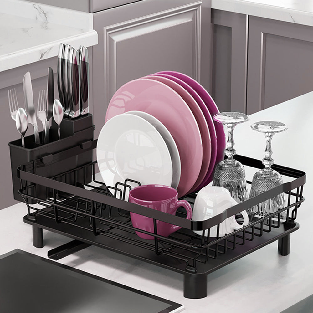 Dish Rack Dish Drainers for Kitchen Counter, Dish Rack with Drain , Dish Drying Rack Drain with Utensil Holder, Cup Holder, Kitchen Dishes Storage and Organizers