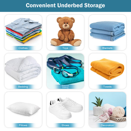 Underbed Storage Bag 90L, 3 Large Bins with Reinforced Handles Foldable Containers, Visible Clothes Storage Bags for Blanket Pillow Quilts, Closet Organizers, Black