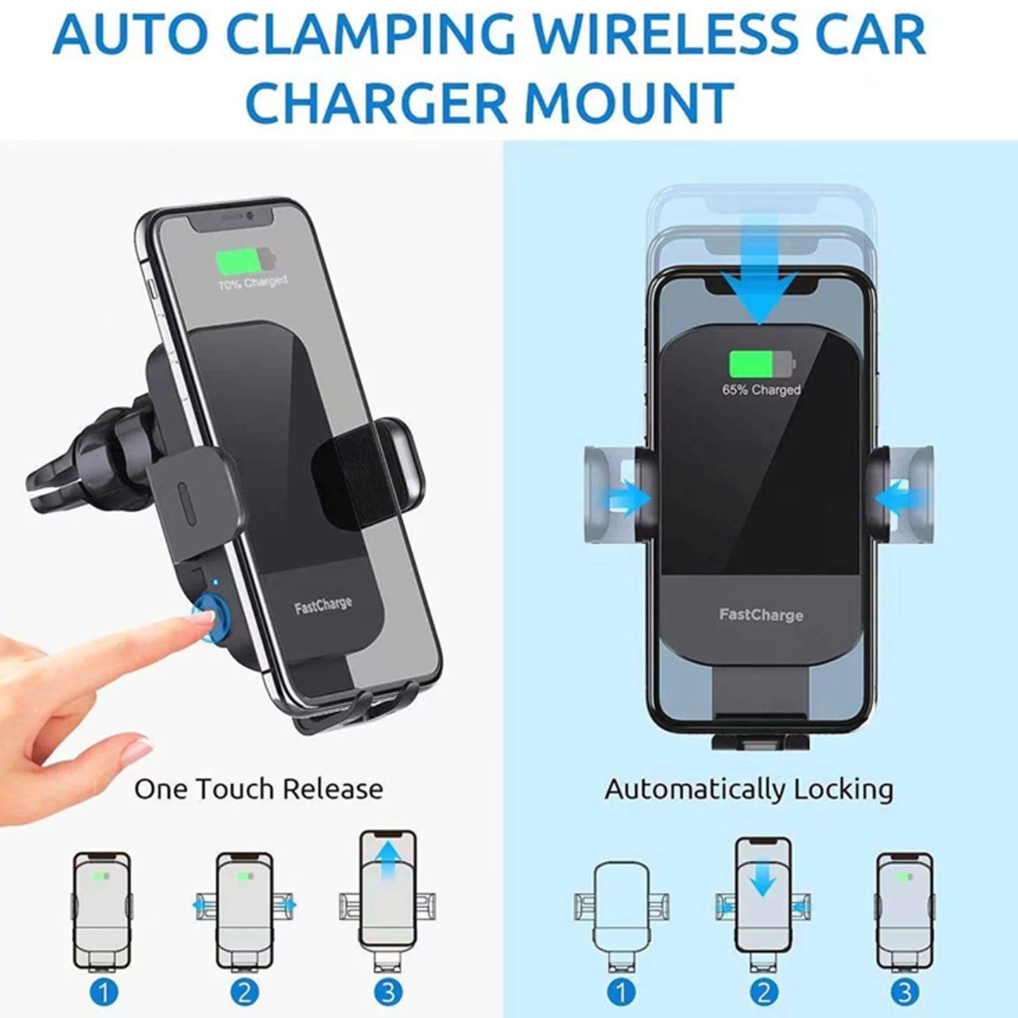 15W Car Wireless Charger Fast Charging for iPhone,Samsung Galaxy,Wireless Car Mount Car Charger Phone Holder for iPhone 17 16 15 14 13 12 11 Pro Max X,Black