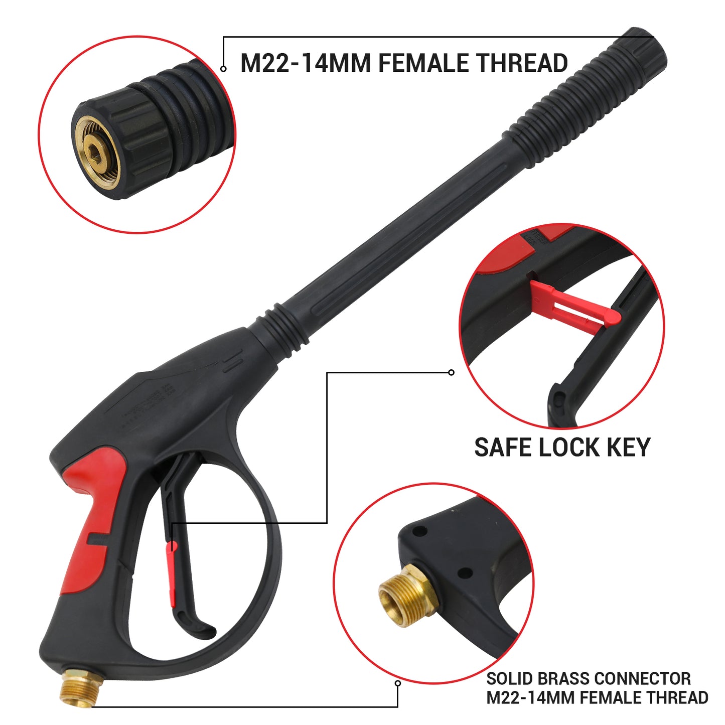 CATGOOD 4000 PSI Pressure Washer Gun with Extension Wand, Pressure Washer Wand with 50FT Hose and 5 Quick Connect Nozzles, Power Washer Gun Handle Car Wash Spray Gun Kit, 5 Spray Patterns
