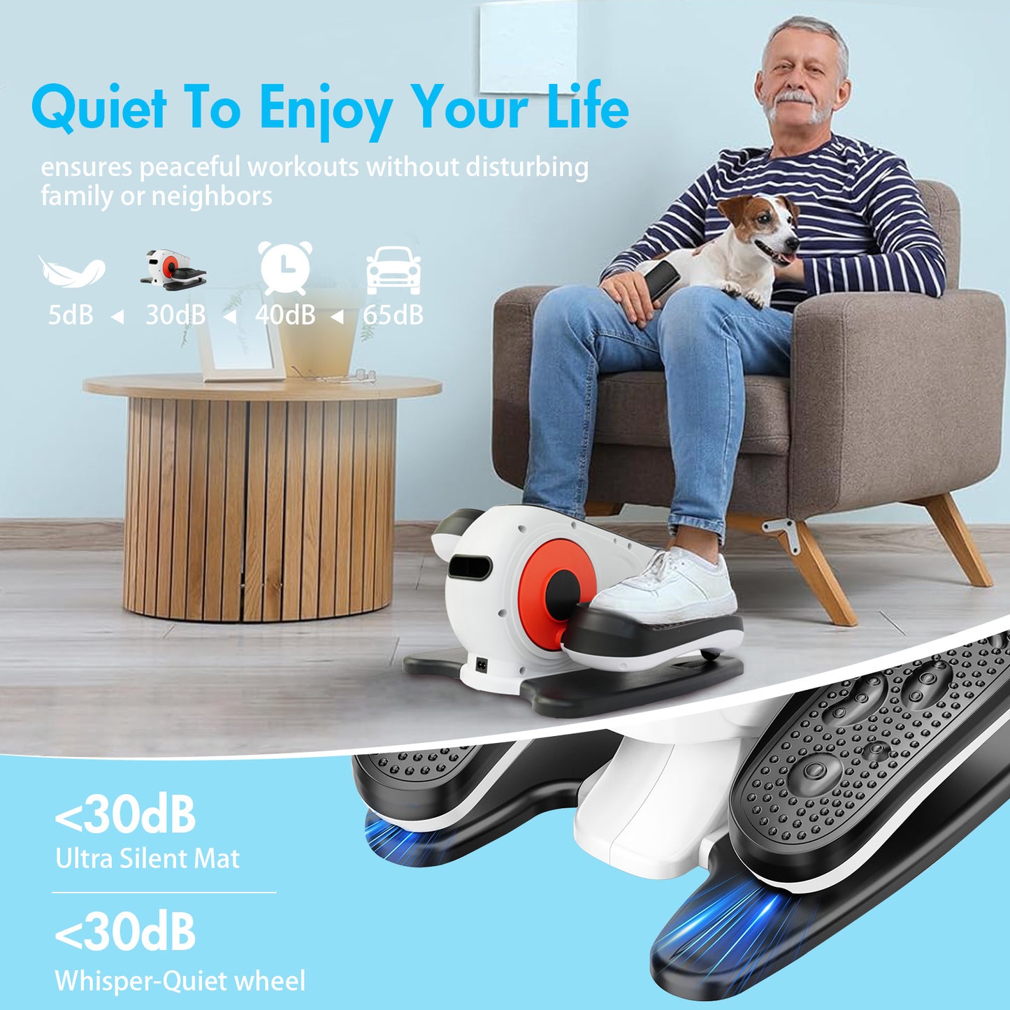 Under Desk Elliptical Machine, Powered Leg Exerciser for Seniors While Sitting, Portable Mini Elliptical with Remote Control, 12 Adjutable Speed Levels