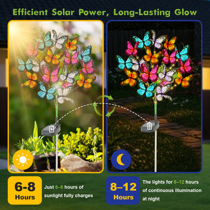 TopZoo Solar Butterfly Light for outdoor, 2 Pack Outdoor Waterproof Pathway Garden Stake Lights , Outside Decor for Patio, Lawn, Pathway