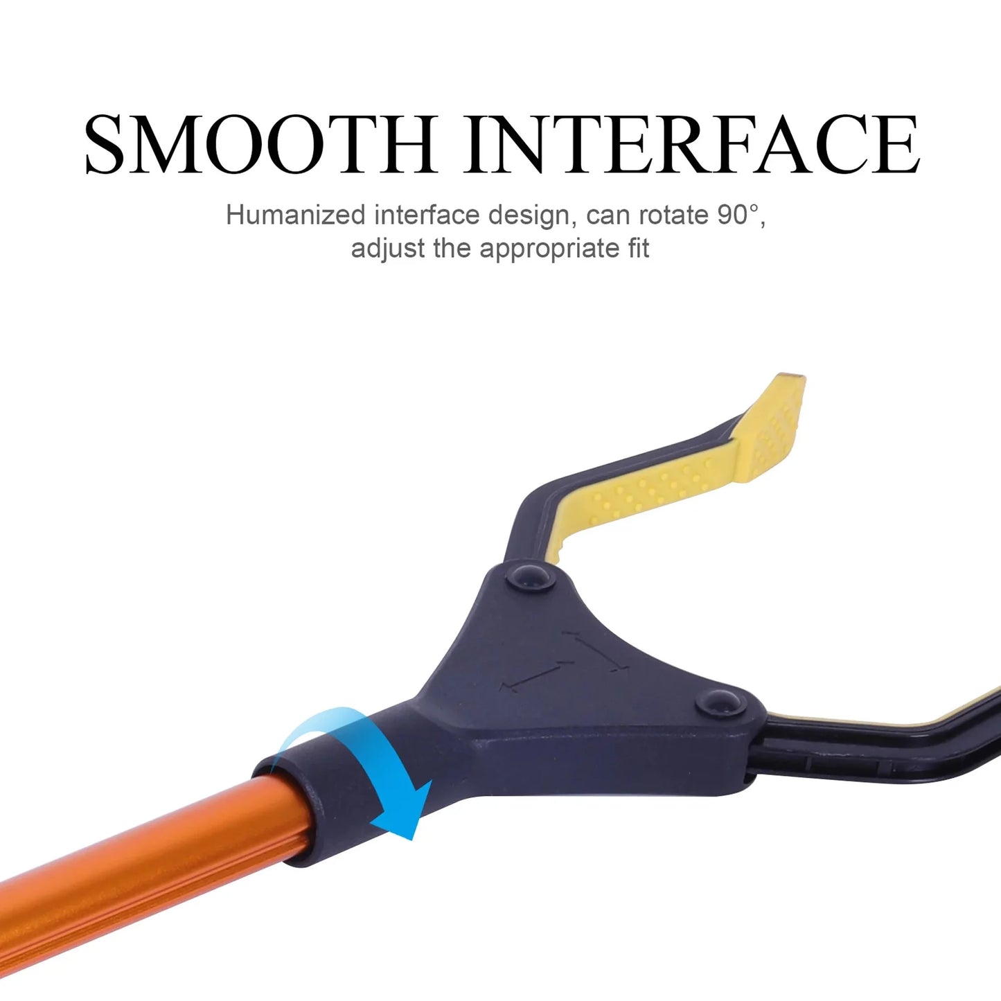 2Pcs Grabber Reacher Tool Foldable Reaching Lightweight Trash Picker Upper Tool Elderly Anti Slip Rotating Rubber Gripper Yellow