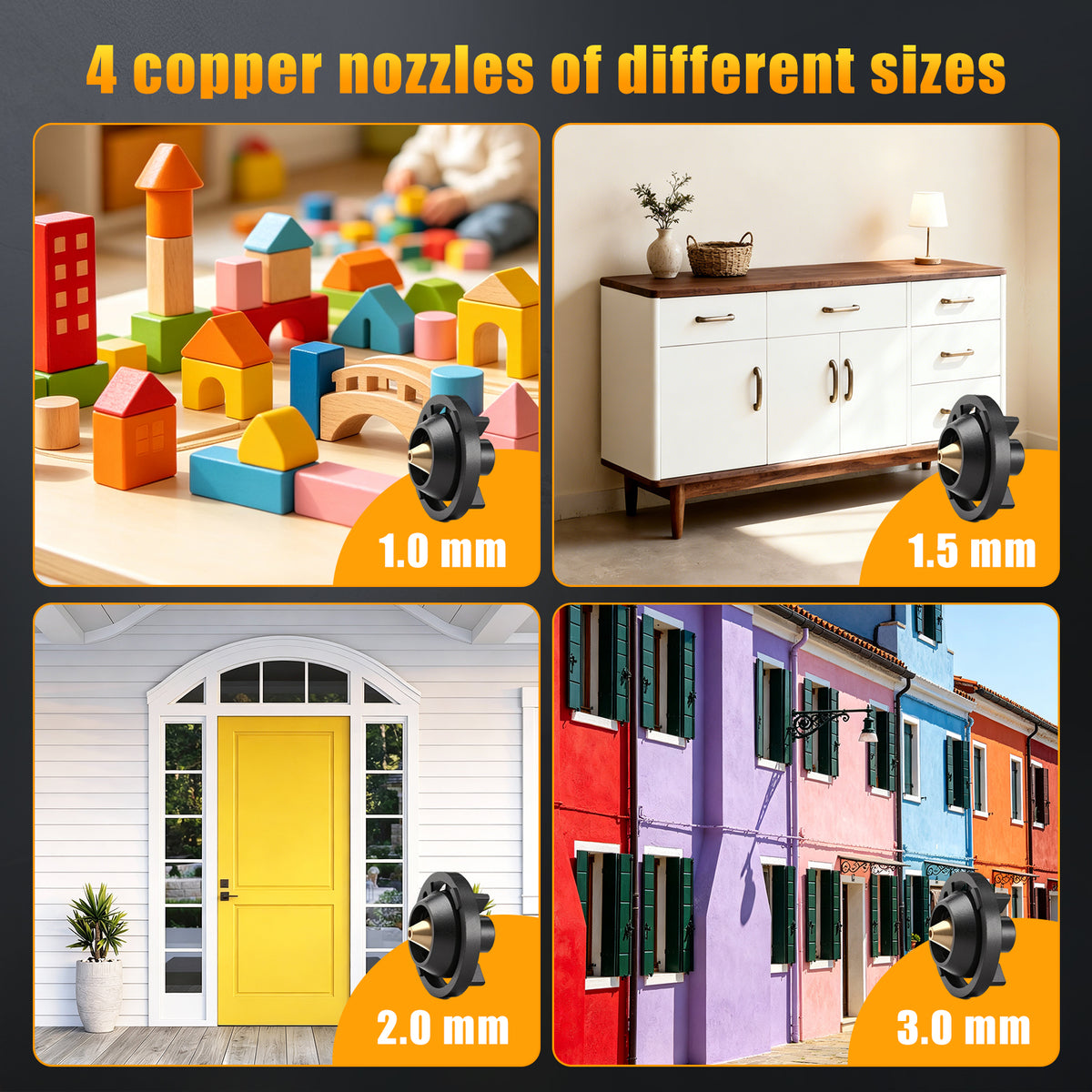Baokaler Paint Sprayer, 1000W HVLP Electric Spray Gun with 1400ml Container, 4 Copper Nozzles & 3 Spray Patterns for Furniture, Cabinets, Walls, House Painting, Blue
