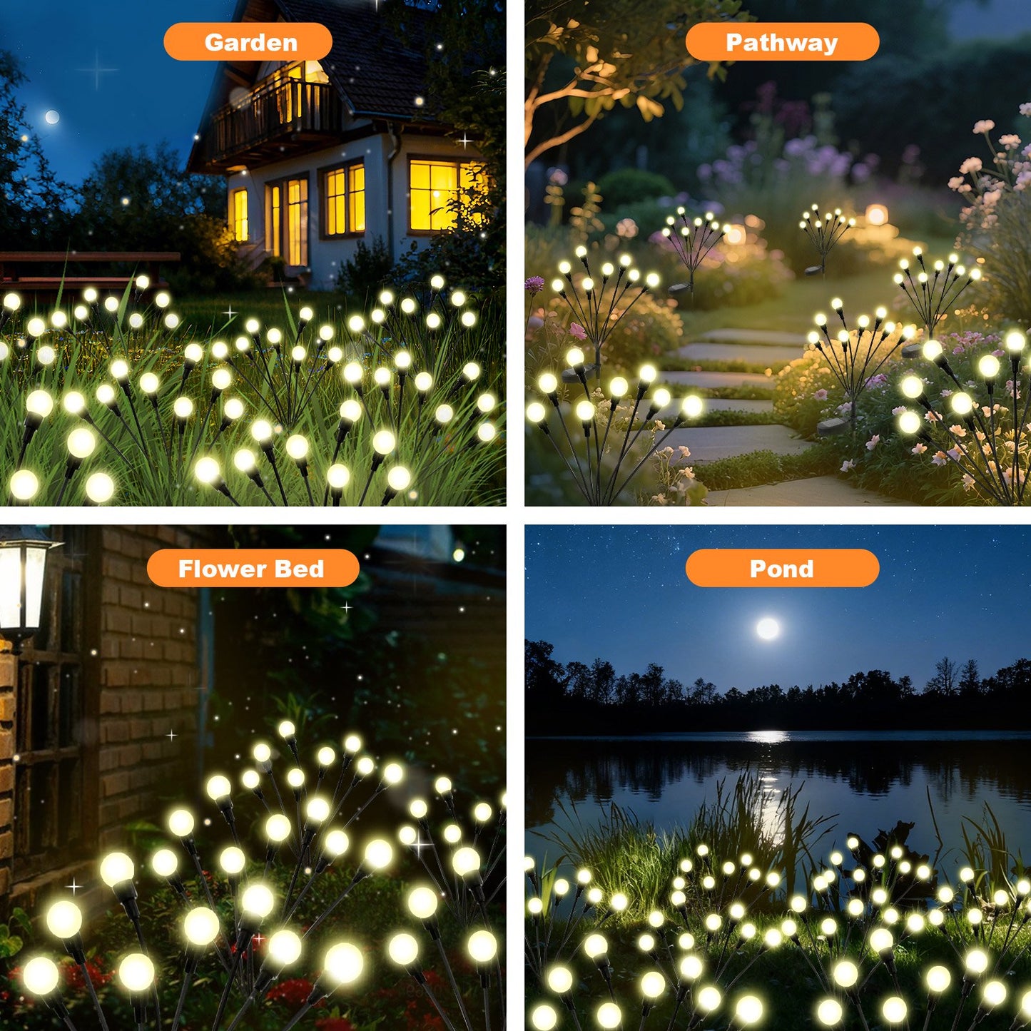 TopZoo Solar Garden Stake Lights Outdoor Waterproof, 12 Pack/2 Modes Swaying Firefly Lights for Garden Decor, Yard, Patio, Pathway, Party, Christmas Decoration, Warm White 96 LED