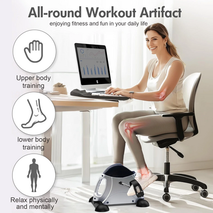Under Desk Bike Pedal Exerciser, Mini Exercise Bike for Arm/Leg Exercise, Pedal Exerciser for Seniors with LCD Display