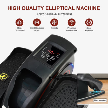 Mini Elliptical, Under Desk Elliptical, Electric Elliptical Machine, Leg Exerciser Machine for Seniors, Elliptical for Home Use, Compact Exerciser, Adjustable Speeds & LCD Monitor